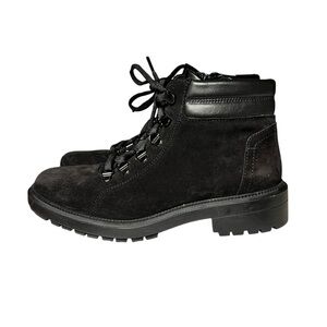 🌻NEW Aquatalia Liviana Black Suede Lace-Up Weatherproof Hiking Boot Womens 7.5